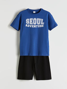 Bisiklet Yaka Erkek ?ocuk ?ortlu Pijama Tak?m?