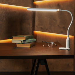 TLD-572 White/LED/500Lm/4500K/Dimmer Светильник настольный светодиодный на струбцине, 7W. Сенсорный выключатель. Диммер. Белый. ТМ Uniel