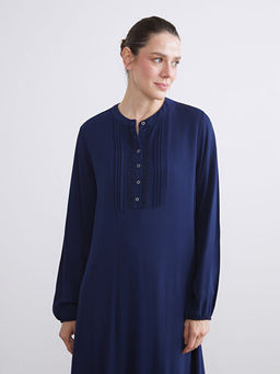 Hakim Yaka D??me Detayl? Uzun Elbise