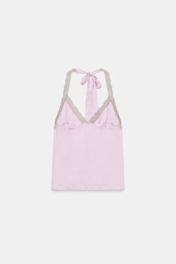 TOP SATINADO ENCAJE LUNARES / Rosas - Zara фото 2