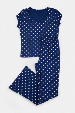 Lacivert Puantiyeli Viskon _rme Pijama Tak_m_ THMAW27PT00039