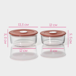 Контейнеры Доляна Коралл, 390/530 мл, набор 2 шт., с крышкой, стекло, прозрачные  фото 3