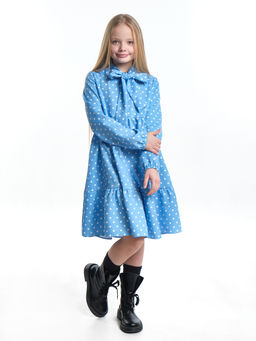 Платье подростковое в горох UD 7014 св.голубой горох - Mini maxi фото 7
