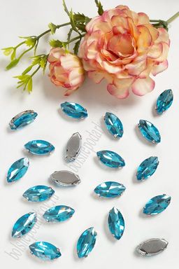 Стразы пришивные 18 мм "Овал заостренный" (20 шт) SF-3712, голубой №12