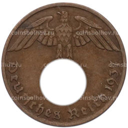 Монета 1 рейхспфенниг 1937 года A Германия