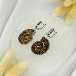 Серьги с Аммонитом в оправе - Радуга самоцветов фото 2