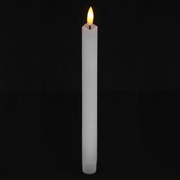 Свеча столовая, восковая, светодиодная на батарейках "Столовая" д2,2см h22,3(25)см, свет теплый, с мерцанием, цвет белый, питание от 2-х батареек ААА (в комплект не входят), 2 штуки в ПВХ коробке (Китай)