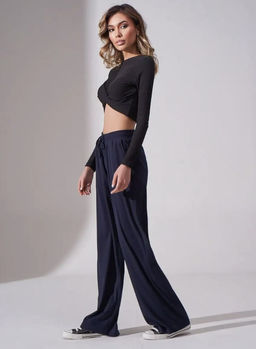 K11376 Брюки палаццо в рубчик ТМ_СИНИЙ