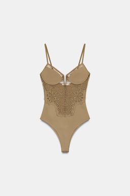 BODY POLIAMIDA ENCAJE / Verde Oliva - Zara фото 10