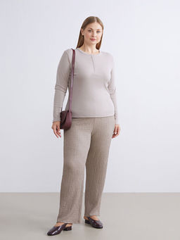 Beli Lastikli Dokulu Geni? Pa?a Kad?n Pantolon