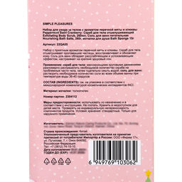 Подарочный набор Simple Pleasures: скраб 260 мл, соль для ванной 100 г, мочалка - Simaland фото 6