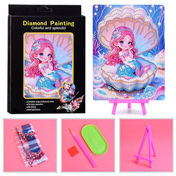 Мозаика алмазная "Русалочка в ракушке" 15*20см