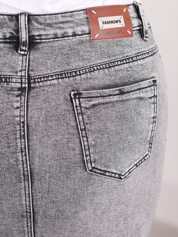 Юбка джинсовая серая на пуговицах спереди - Almond фото 5