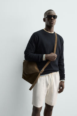 JERSEY REGULAR FIT ALGOD?N - LINO / Marino oscuro - Zara фото 5