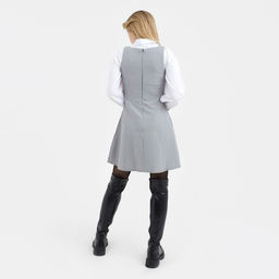 Платье женское короткое в клетку MIST, серое, размер 48