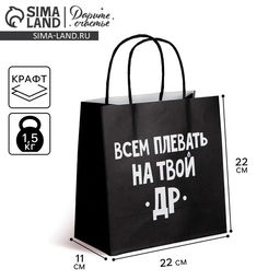 Пакет подарочный Всем плевать на твой др, 22 22 11 см - Дарите счастье фото 5