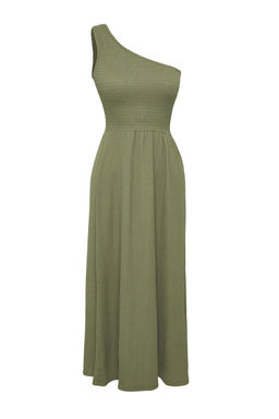 Siyah Duz Gipeli Midi Tek Kol Burumcuk/Dokulu Orme Elbise TWOSS25EL00540 - Trendyolmilla фото 12