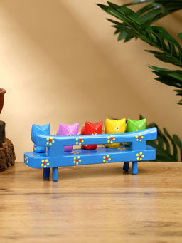 Сувенир «Котята на скамейке», 19×8×6 см, дерево, голубой