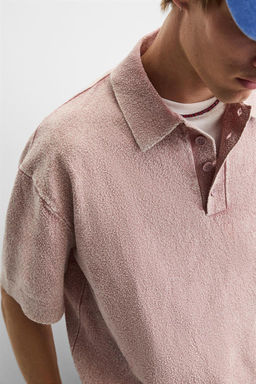 WASHED BOUCLE KNIT POLO SHIRT - Zara фото 6