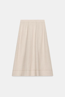FALDA CRUZADA PESPUNTES CON LINO / Beige claro - Zara фото 3