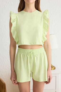 Trendyolmilla Pembe %100 Pamuklu F?rf?rl? Sortlu Orme Pijama Tak?m? THMSS23PT00175  фото 14