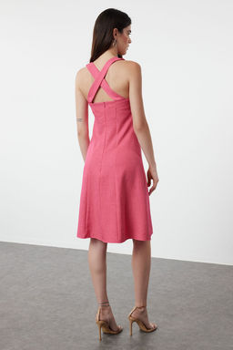 Fusya A-Kesim Kare Yaka Mini Dokuma Elbise TWOSS23EL01549