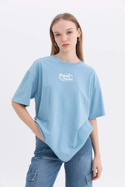 Футболка Cool Oversize с короткими рукавами и принтом на спине - Defacto фото 3