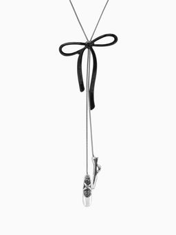 Колье-чокер на затяжке «Балерина. Пуанты с бантиком», L=60 см, цвет серебро, чёрный