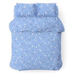 Пододеяльник Евро Макси Треугольники, светло-синий 240х215см, бязь Комфорт 121г/м2, хлопок 100%, упаковка классическая ПВХ 28х41см, Домашняя мода (Россия)