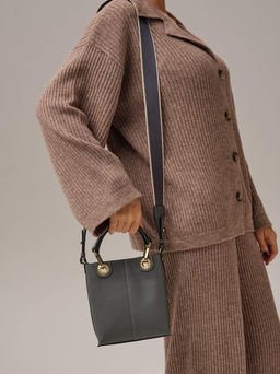 Сумка кожаная кросс-боди Deboro 30347 серый/сафьяно