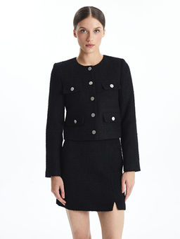 Bisiklet Yaka Ekose Kad?n T?vit Ceket