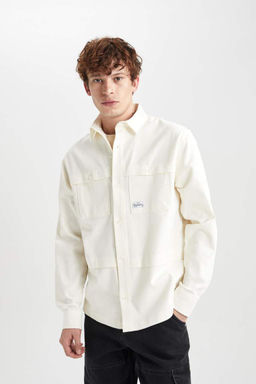 Хлопковая куртка-рубашка с длинными рукавами Relax Fit - Defacto фото 4