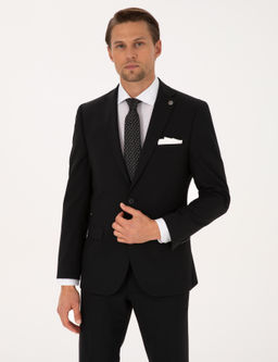 Siyah Slim Fit Tak_m Elbise