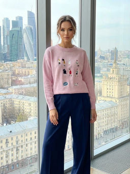 K13362 Джемпер (вязаный трикотаж) РОЗОВЫЙ