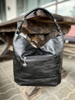 Женская сумка хобо из эко кожи 0012 Черный - Kenguluna фото 4