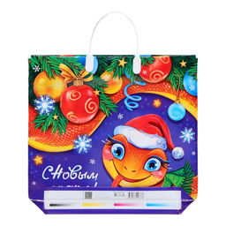 Цена за 10 шт. Пакет новогодний «Кокетка», полиэтиленовый с пластиковой ручкой, упаковка, 37×34 см