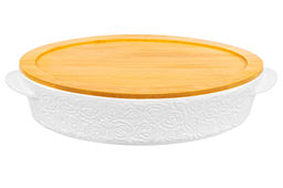 Блюдо д/запекания и сервировки овальное 35*24*8 см 2,5 л Розы с дерев. крышкой-подставкой - Elan gallery фото 13