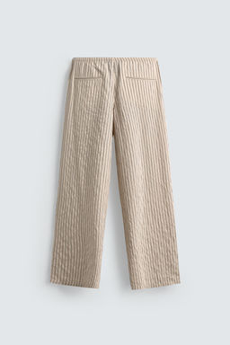 STRIPED WRINKLED-EFFECT FLOWING TROUSERS - Zara фото 8