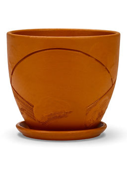 Горшок цветочный с поддоном 1,4 л, d15/h13 см терракот керамика, "Голландия" (М)
