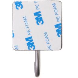 Цена за 2 шт. Крючок из нержавеющей стали на липкой основе 3М "БАСТОФ", форма квадрат, нагрузка до 5кг/4,5*8см