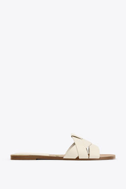 CROSS-STRAP FLAT LEATHER SANDALS - Zara фото 25