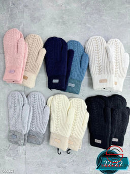 Женские теплые варежки с мехом