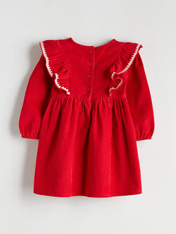 Bisiklet Yaka Kadife K?z ?ocuk Elbise