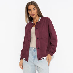 Бомбер из экозамши, Любуйся мной (бордовый) - Charutti фото 6