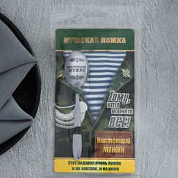 Цена за 2 шт. Ложка чайная с гравировкой Настоящий мужик, на подарочной открытке, 3?14 см