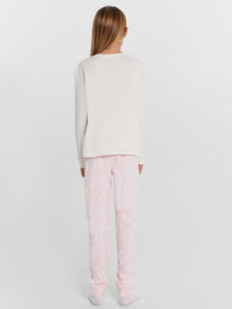 Комплект для девочек (джемпер, брюки) молочно-розовый с граффити и Микки Маусом - Mark formelle фото 3