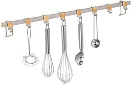 Держатель для кухонных аксессуаров 8 крючков с рисунком бамбук с креплением