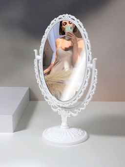 Зеркало декоративное, с увеличением х2, двустороннее, 16.5×24.5 см, (11×15.5 см), белое