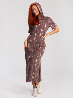 Платье женское кулирка с капюшоном "ПЕРФЕКТ" ШОКОЛАД