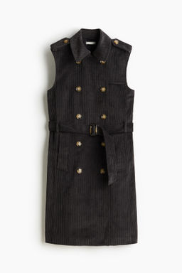 Sleeveless corduroy trench coat